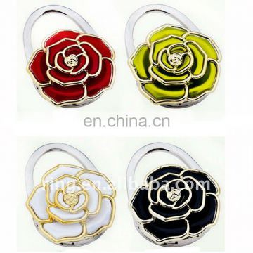 High quality rose flower crystal handbag punching personalized handbag hooks