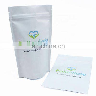 Digital printing matte white plastic bag resealable ziplock stand up foil bag for green matcha tea dried fruits nuts