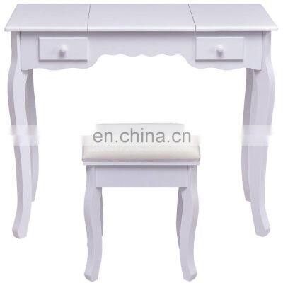 Modern writing desk Foldable White dresser with mirror