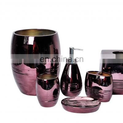 bright design purple color bathroom ceramic accessories
