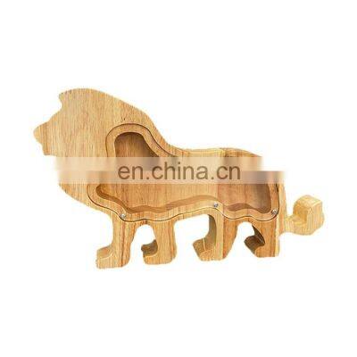 Euro cartoon blank money gift cash coin box girls leopard dinosaur saving clear safe piggy bank wooden-money-box