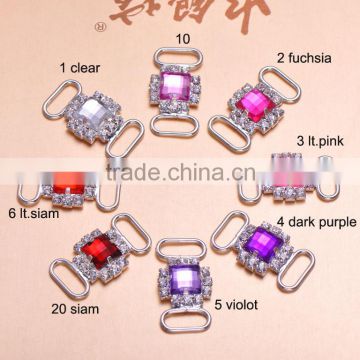 (M0907) 16colors,31mmx16mm,15mm bar, rhinestone connector for hair jewelry,silver plating,acrylic beads in middle