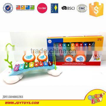 New design plastic rainbow kids piano with drum music instrument toy