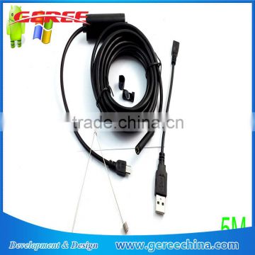 5m USB Android OTG Endoscope 7mm Mini Waterproof Borescope Inspection Tube Pipe snake Camera