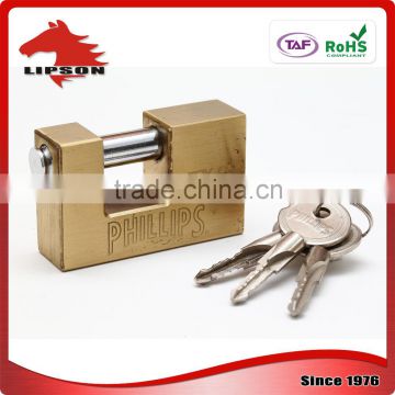 Lipson LS-200C series Hardened Steel Shackle cross key rectangular brass padlock