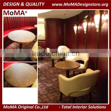 Fine Dining Restaurant Furniture Marble Top Wooden Round Restaurant Dinner Table