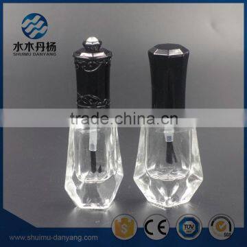 Unique 8ml clear glass nail polish bottle with cap and brush