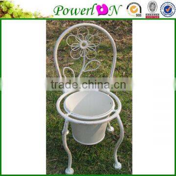 Discounted Vintage High Quality Antique Wrough Iron Chair Shape Plant Pot For Patio Backyard I22M TS05 X00 PL08-5642