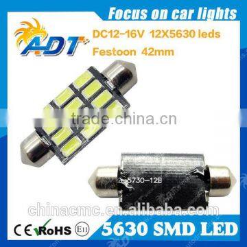 High luminous efficiency 42mm 1042 SMD Festoon light, 12Leds Dome Lamp