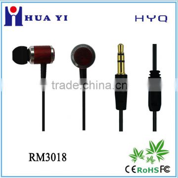 wooden earbud with mic without microphone stereo bass earphone