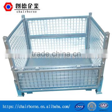 Heavy duty four way entry galvanized wire mesh container stackable wire mesh pallet cages for storage