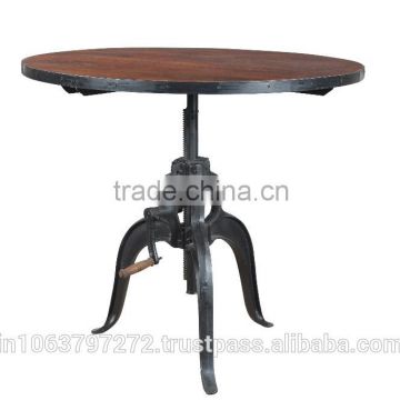 Industrial Crank Table with wooden top