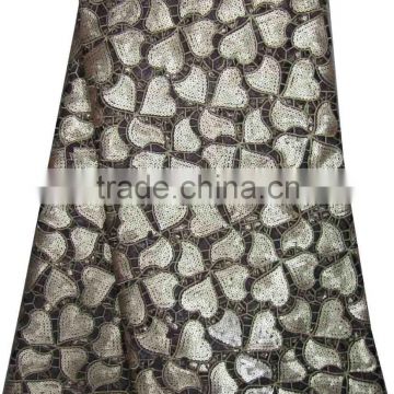 African organza lace with sequins embroidery CL8155-7silver