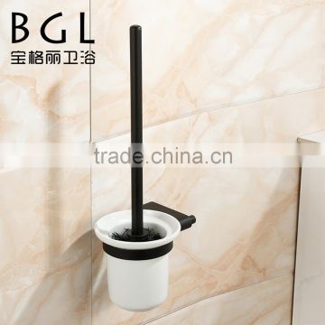 New design Zinc alloy bathroom accessories Wall mounted Rubber painting Toilet brush Holder and wihte ceramic cup