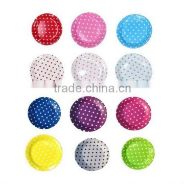 wholesale 2400 x boutique partyware 9 inch/23cm Round Quality paper party plates Polka Dot Blue Pink Red in 12 colors, Free Ship