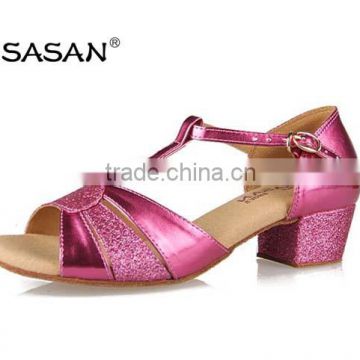 Low Heel Girl Latin Shoes Dance Shoes Cube Heel Pink Dance Shoes