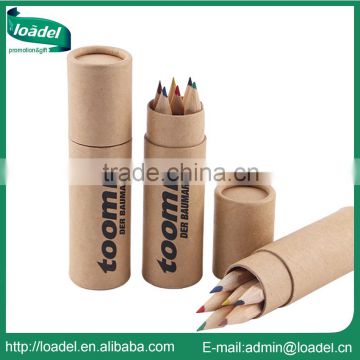 3.5" wooden rainbow pencil with logo 6pcs natural colour pencil set