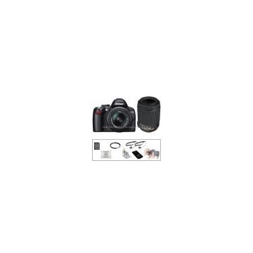 Nikon D3000 SLR Digital Camera w/18-55mm & 55-200mm VR Lenses & Basic Kit