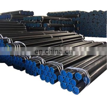 Hot rolled seamless iron carbon steel pipe black painted bevel ends with plastic caps