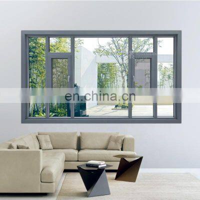 Guangzhou foshan aluminium frame tempered glass casement windows with mosquito net