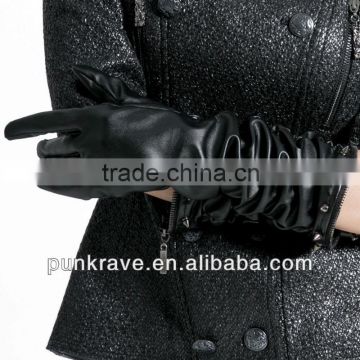 Punk Rave garment accessories black gauntlet leather gloves made in china S-130