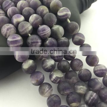 2.0mm Large Hole Hot Selling Round Matte Teeth Amethyst Gemstone Loose Beads Approximate 15.5 Inch