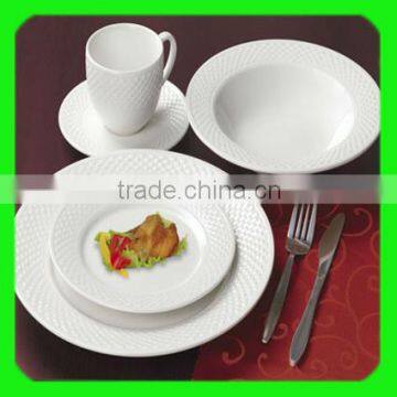 melamine 20 pcs embossed embossed porcelain dinner set