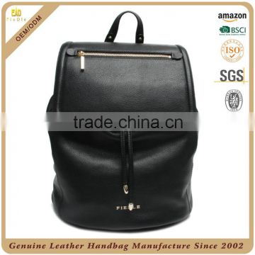 Manufacturer alibaba travel bag fashion women black leather backpack purse