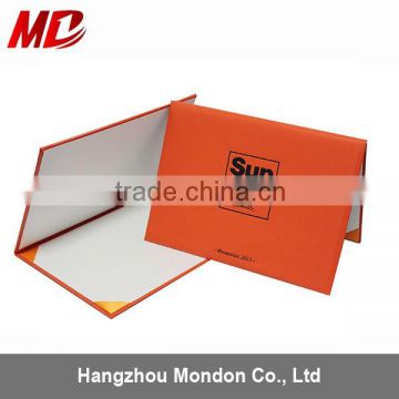 Orange Leatherette Diploma Certificate folder Four Satin Corners with Black Stamping Logo-Tent Style