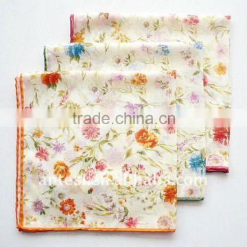 100% cotton hand rolled printed handkerchief