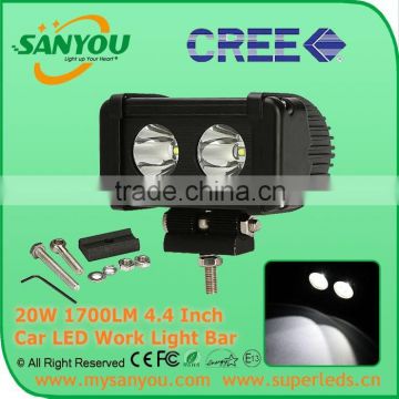 Sanyou 20W 1700lm 6000K LED Auto Light Bar, 4.4inch flood beam light bar for offroad, Jeep, SUV