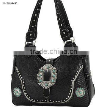 WESTERN WOMEN TURQUOISE BERRY CONCHO STUDDED CONCEALED CARRY WEAPON PURSES HANDBAGS