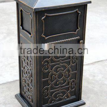 2016 New Design Cast Aluminum Garbage Can Trash Hideaway Antique Bronze Finish BRB-2035