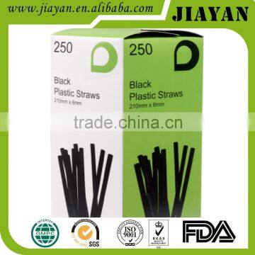 black flexible pp drink straw with box packed