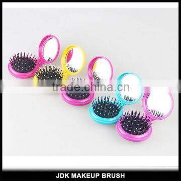 Multi Colors Round Foldable Hair Brush with Mirror