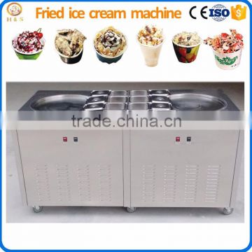 roller ice cream machine / two pans stirring ice cream machine