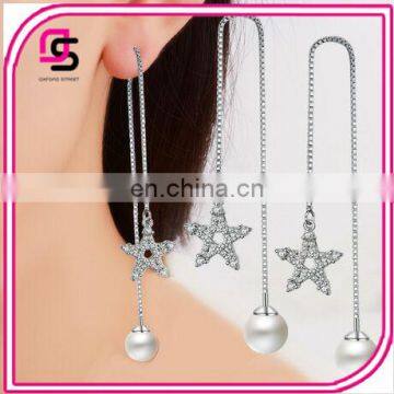 long elegant star pearl beautiful women earrings