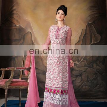 Pink Colored Poly Georgette Suit.