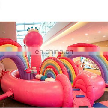Kids outdoor toys jumping castle inflatable used commercial inflatable pink bouncer for sale