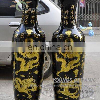 H1.2 m Black glazed color with gold dragon Tall porcelain vase