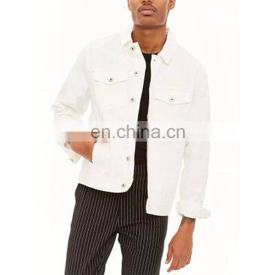 OEM Custom Spring Classic White Denim Jacket For Men