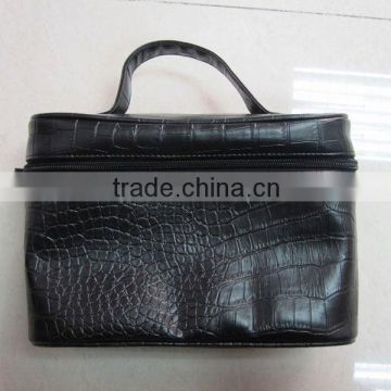 Lovely cosmetic black emboss PU cosmetic bag