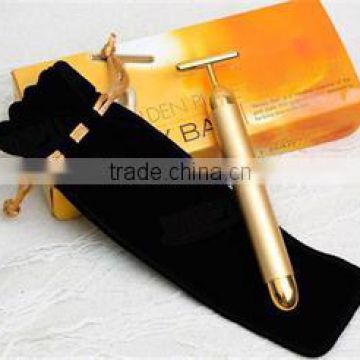 24k Gold Beauty Bar Handheld Vibrating Massager of T-Shape