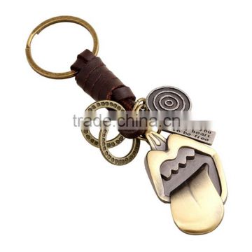 2016 Fashion Naughty Mouth Metal Saw Cow Leather Keychain Men's Fashion Handmade Decoration Calf Skin Leather Keyring FHMK0067