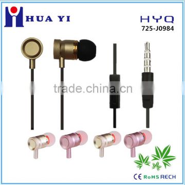 Guangzhou factory super bass metal handsfree earphone with mic for phone ISO9001,CE, FCC