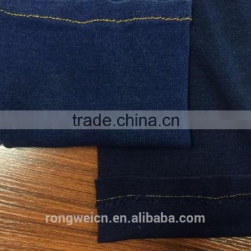 indigo knitted denim 2x2 rib for jeans clothing