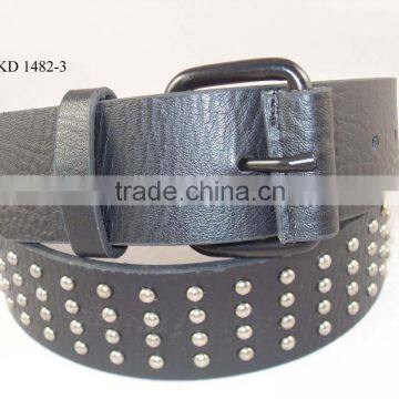 fashion metal rivet studded black PU leather belt