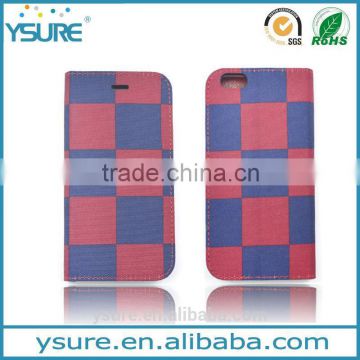 RedBlue Chess Pattern Fabric Book Style Leather Phone Case For Asus Zenfone Zoom with PVC ID and credit card slots