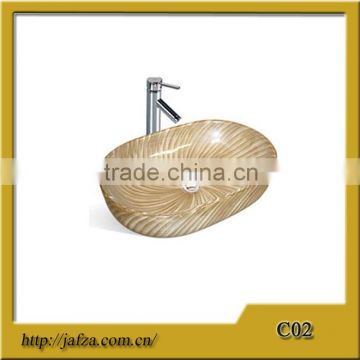 C02 Artistic sanitary ware china oval counter top washing basin