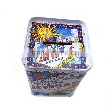 dongguan professional empty printed tin money box , square money box